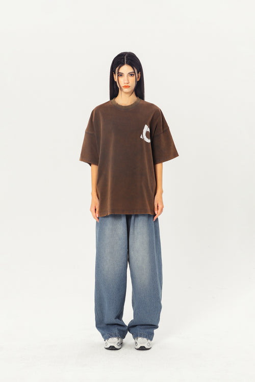 Embroidered Heavyweight Tee - Rust-Red