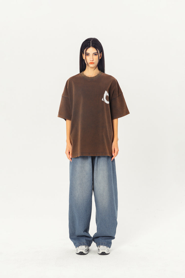 Embroidered Heavyweight Tee - Rust-Red
