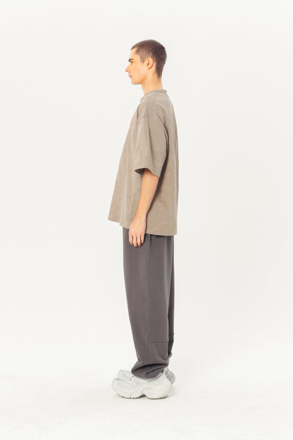 Basic Heavyweight Tee - Cream-Gray